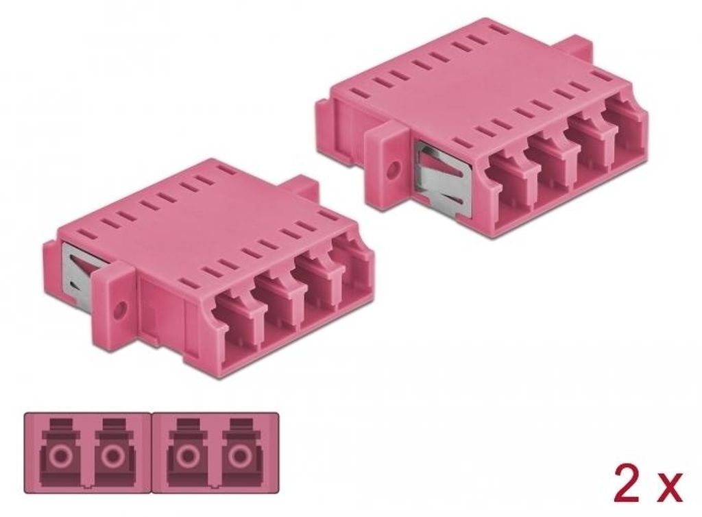 Delock LWL Kupplung LC Quad Buchse zu LC Quad Buchse Multimode 2 Stück violett
