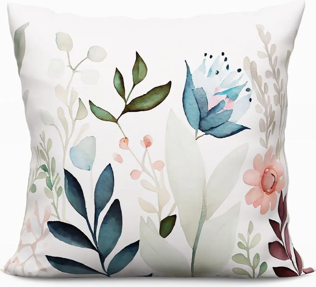 Coussin de décoration 40x40 cm motif feuillage vert pour canapé et lit