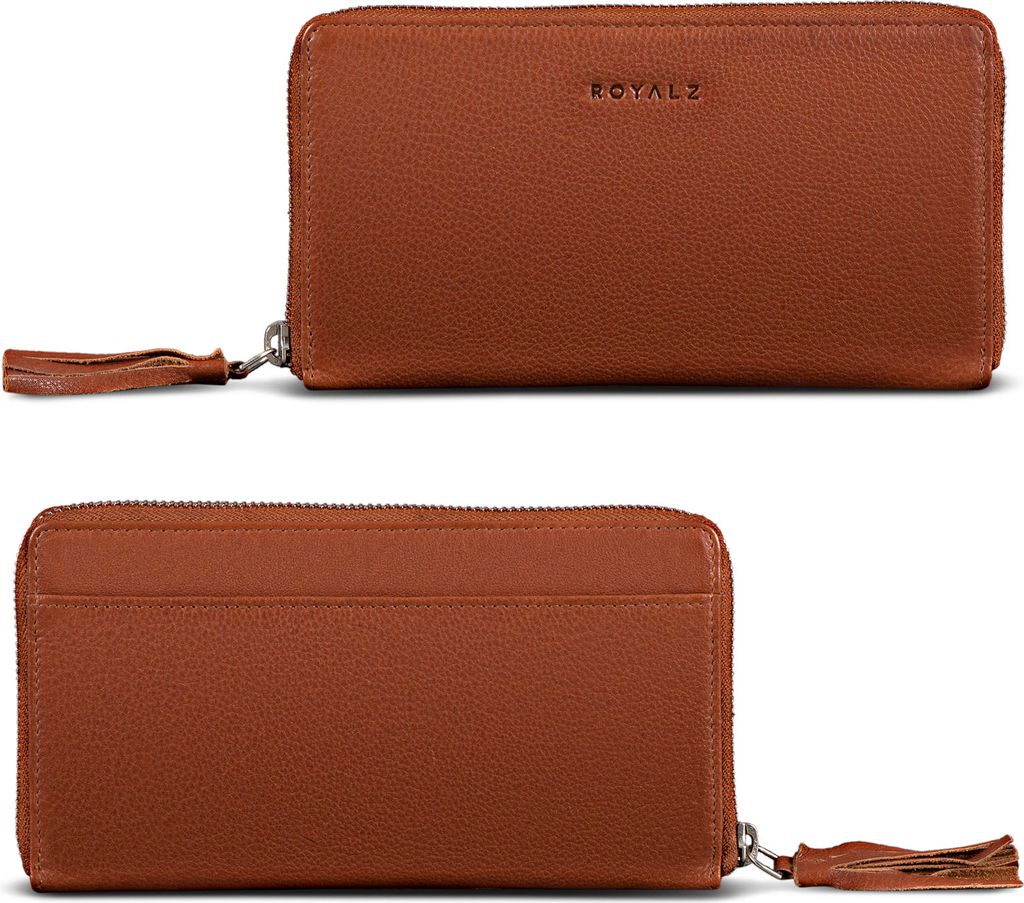 ROYALZ "Helena" Vintage Leder Portemonnaie Damen groß Reißverschluss viele Fächer Geldbörse Damen RFID Schutz Geldbeutel Frauen Leder