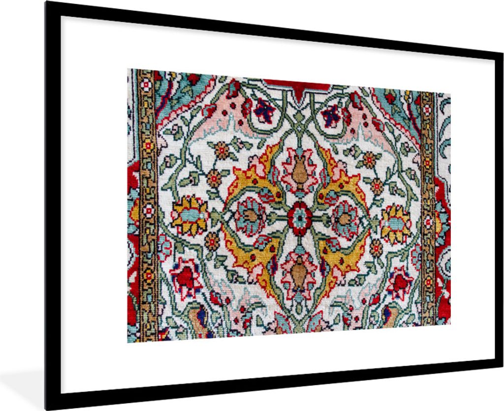 MuchoWow Gerahmtes Poster Persische Teppiche - Teppiche - Farben 90x60 cm - Poster mit Schwarzem Bilderrahmen Wandposter Rahmen Foto Bilder - Wan...