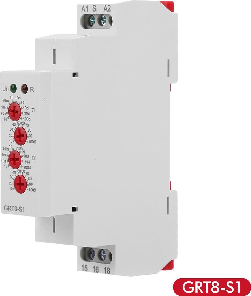 GRT8-S1 Mini Asymmetrischer Zyklus-Timer Relais ON/OFF Wiederholzyklus 230V AC mit LED-Anzeige, DIN-Schienenmontage