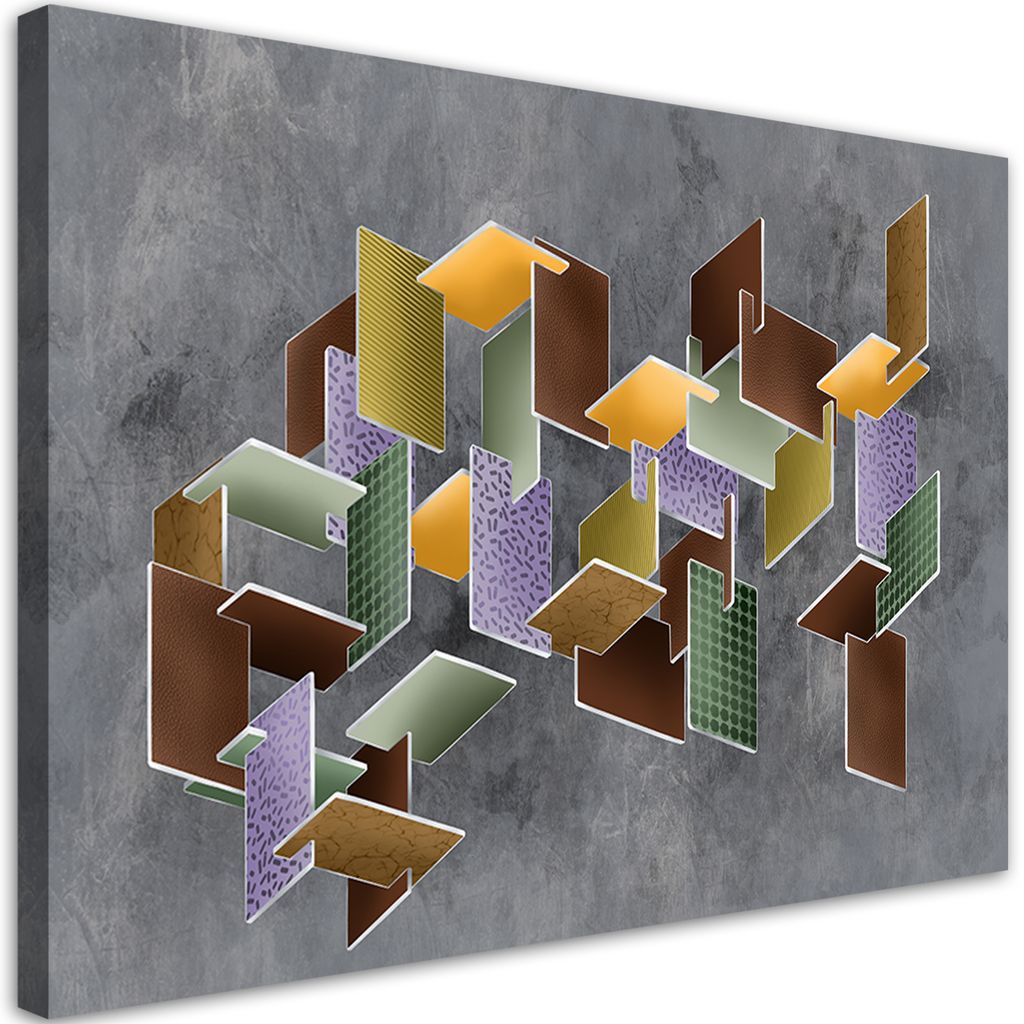 Leinwandbild 3D-Puzzle 120x80 Feeby Grau bild für die wand bereit zum aufhängen