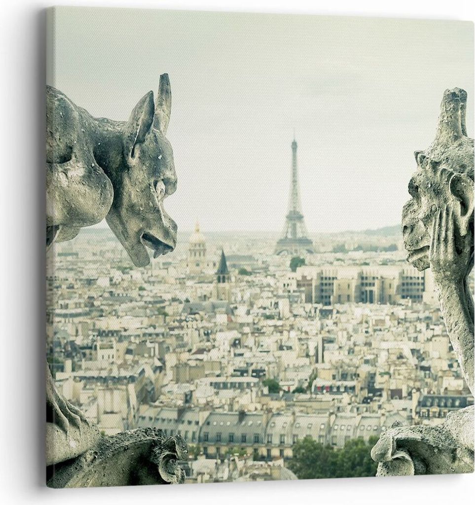 Bild auf Leinwand - Leinwandbild - Einteilig - Wasserspeier Paris Notre-Dame - 40x40cm - Wand Bild - Wanddeko - Wandbilder - Leinwanddruck - Bilder...