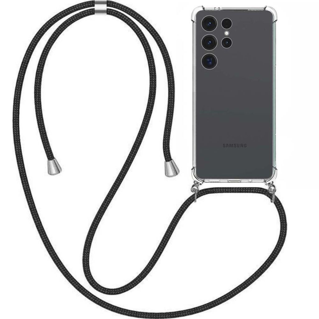 Handyhülle passend für Samsung Galaxy S23 Ultra mit Handykette und Stoßfänger - TPU Backcover stoßfest mit Band - Smartphonica