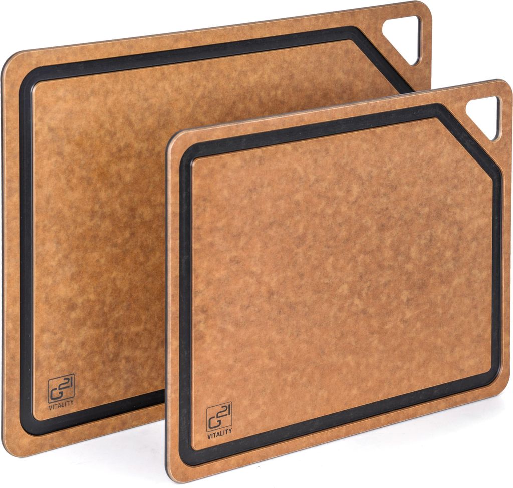 G21 EcoCut Schneidebrett aus Naturzellulose - 2er-Set, braun