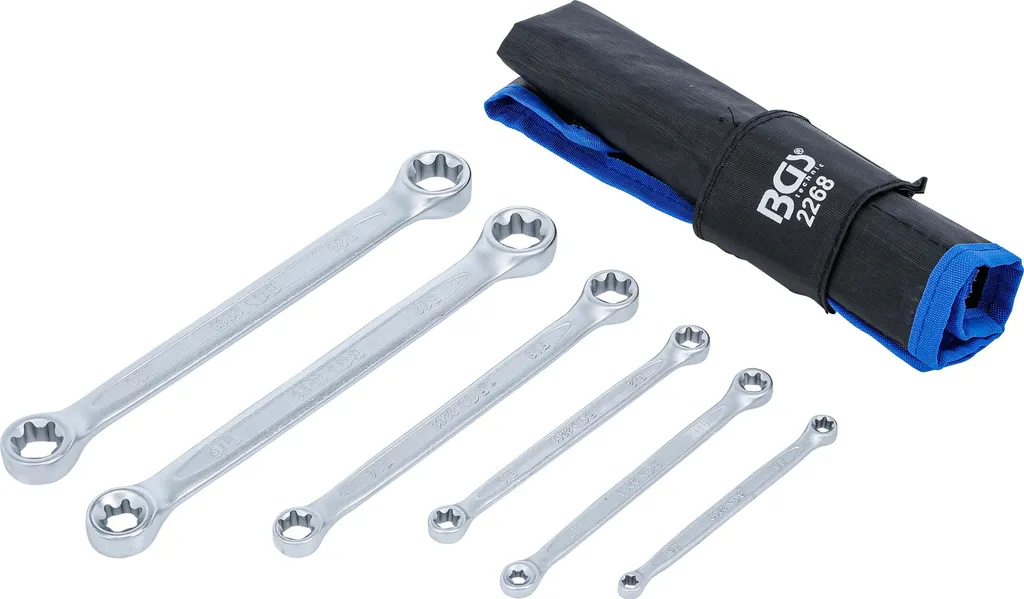 Jeu de 6 clés polygonales profil E en chrome vanadium pour vis Torx - 2
