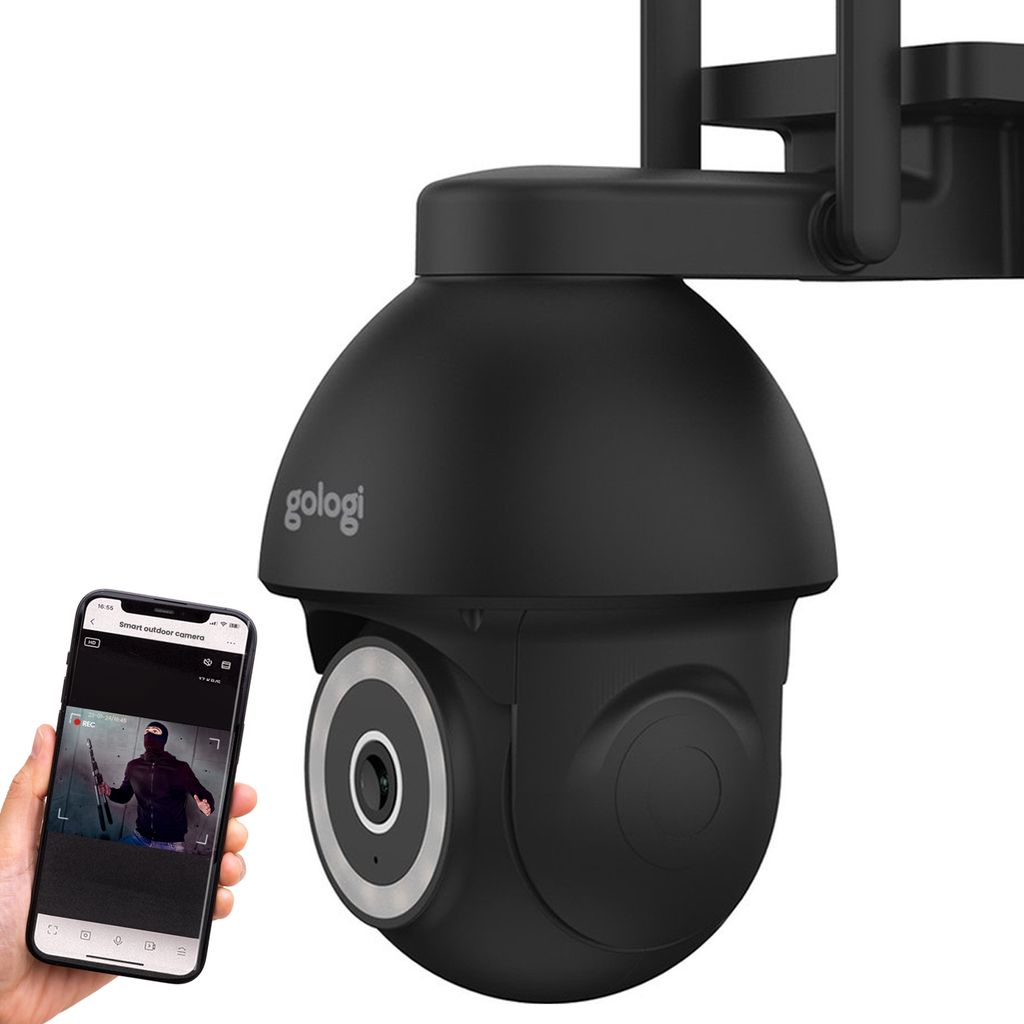 Gologi Superior 2 Überwachungskamera - Außenkamera - 4MP - Sicherheitskamera mit Nachtsicht - Wand- & Dachmontage - Mit WiFi und App - Schwarz