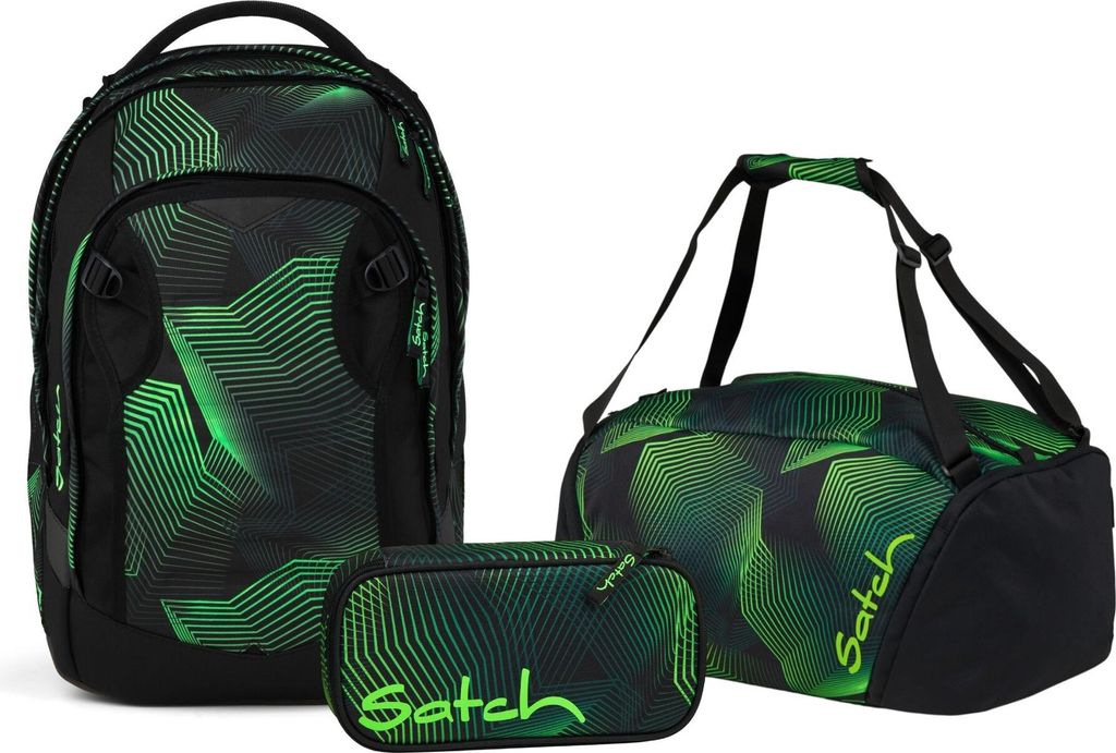 Satch, Schulrucksack-Set MATCH PLUS Seismic Green 3-teilig, Produktbild 