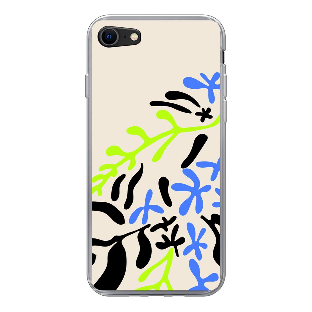 MuchoWow Handyhülle Schutzhülle Hülle für iPhone SE 2020 Blatt - Abstrakt - Muster Silikon Softcase Handy Hülle - Kartenbesitzer