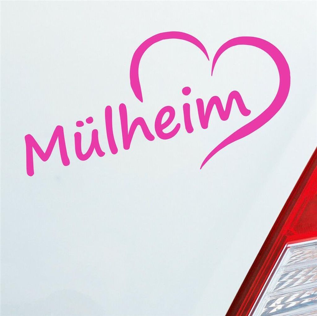 Auto Aufkleber Mülheim Herz Stadt City Liebe Love Heimat 16x8 cm Pink Sticker Heckscheibenaufkleber