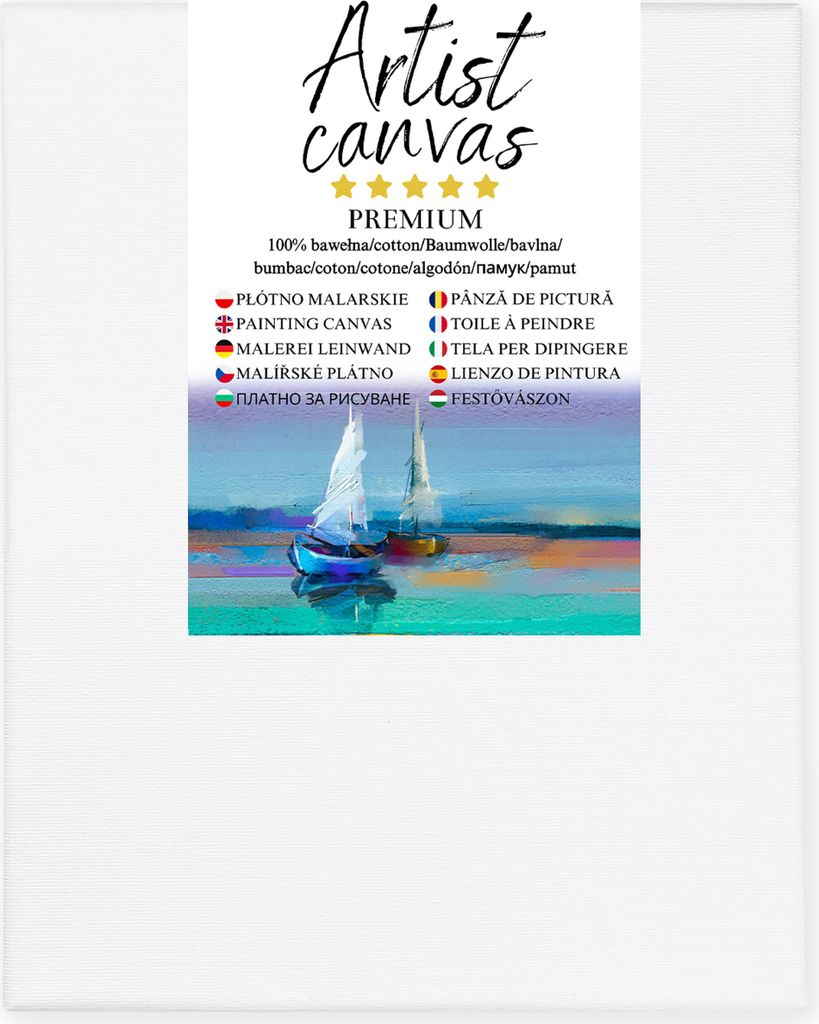 Tela su telaio, 100% cotone, 280 g/m², fondo bianco 60X70 Immagine del prodotto 
