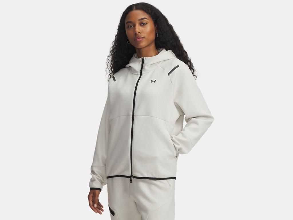 Hoodie Under Armour Unstoppable Fleece Zip Damen Senior XL weiss/schwarz