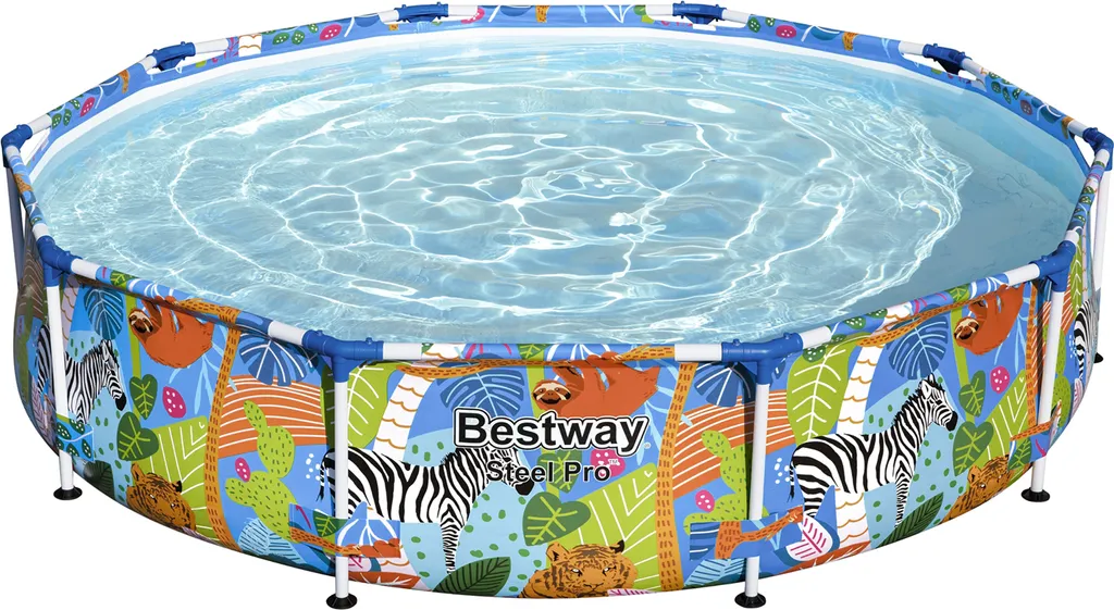 Bestway® Steel Pro™ Frame Piscina senza pompa Ø 305 x 66 cm, design zebrato colorato, rotonda