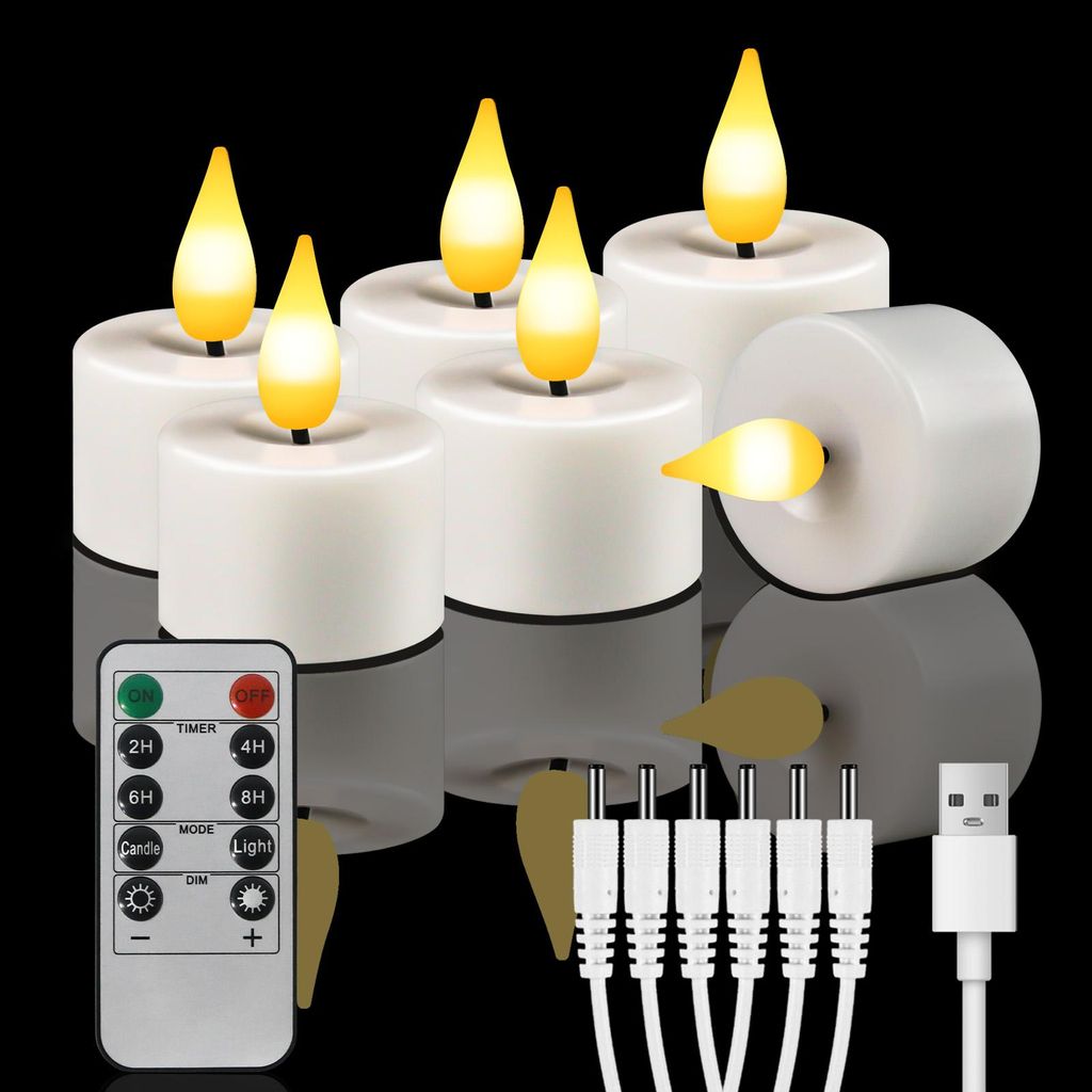 Wiederaufladbar LED Teelichter mit fernbedienung 6 Stück, Produktbild 
