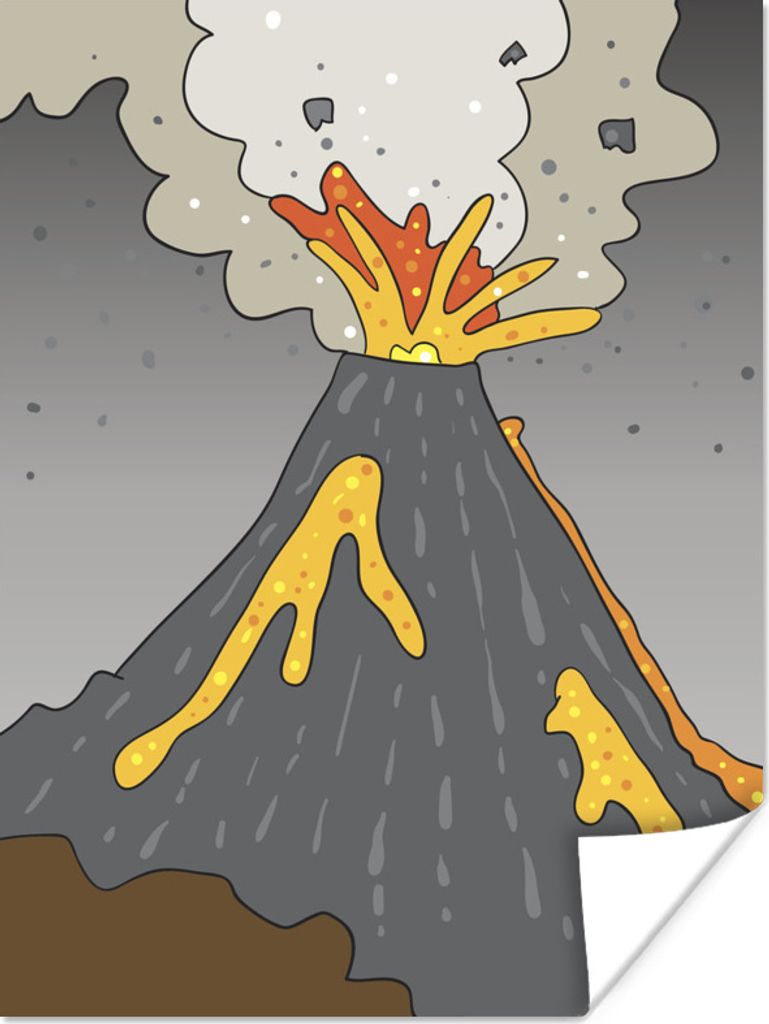 MuchoWow Poster Eine Illustration von Lava während eines Vulkanausbruchs 60x80 cm - Schlafzimmer Dekoration