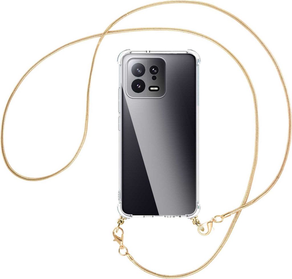 Handykette Backcover-Schutzhülle mit Band (Metall goldfarben) für Xiaomi 13 (6.28'') - goldfarbene Snake-Kette