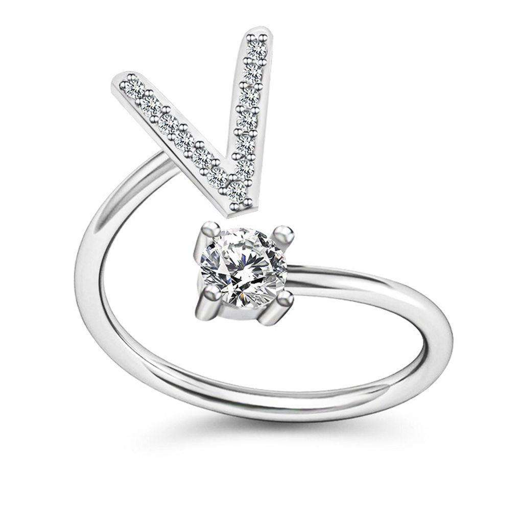 Verstellbarer offener Ring mit Alphabet von A bis Z für Paare, Ehering, Schmuck, Accessoire, Geschenk-V