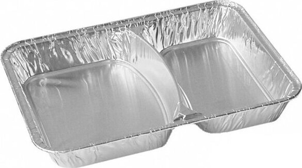 100x Alu-Menüschalen Aluschalen 2-geteilt 1020 ml 227 x 177 x 39 mm