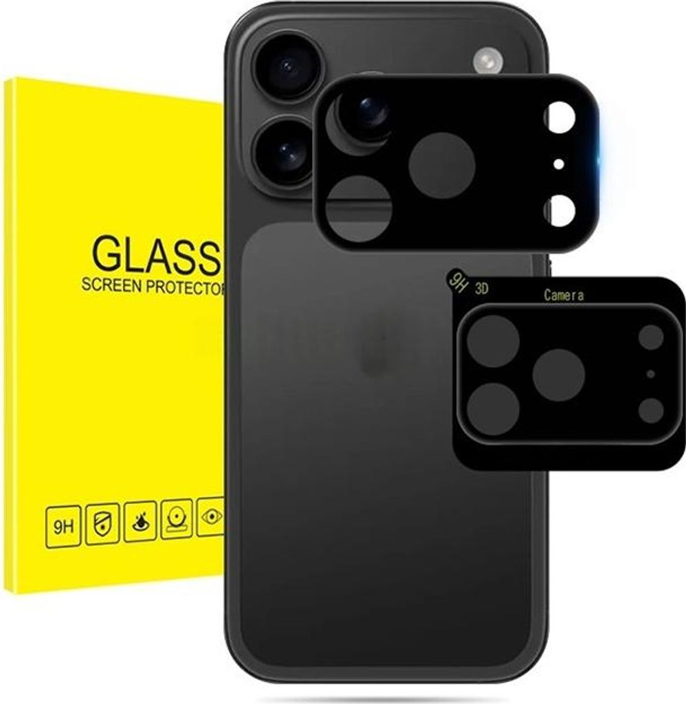 INF iPhone 17 Pro Kameralinsenschutz aus gehärtetem Glas, Schwarz, 2 Stück