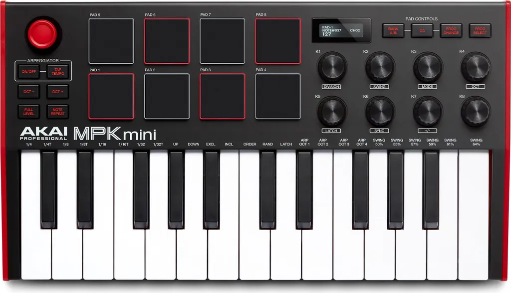 Akai MPK Mini MK3 Clavier Maître avec Touches Gen 2 et Design Rouge - 2