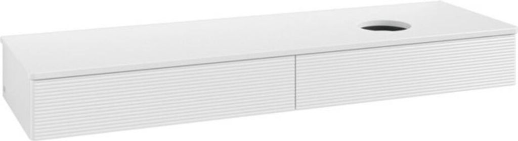 V&B Waschtischunterschrank mit Frontstruktur -Beleuchtung Antao 160x50cm, WBP-farbe Lac, glo wh. lacquer