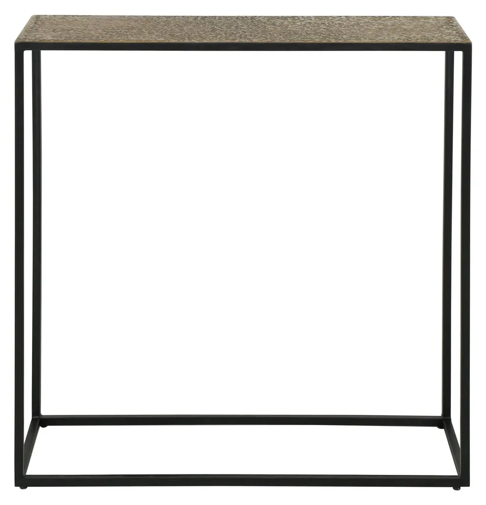 Console Métal Bronze 75 cm avec Plateau Noir - Mobilier Fine Épaisseur