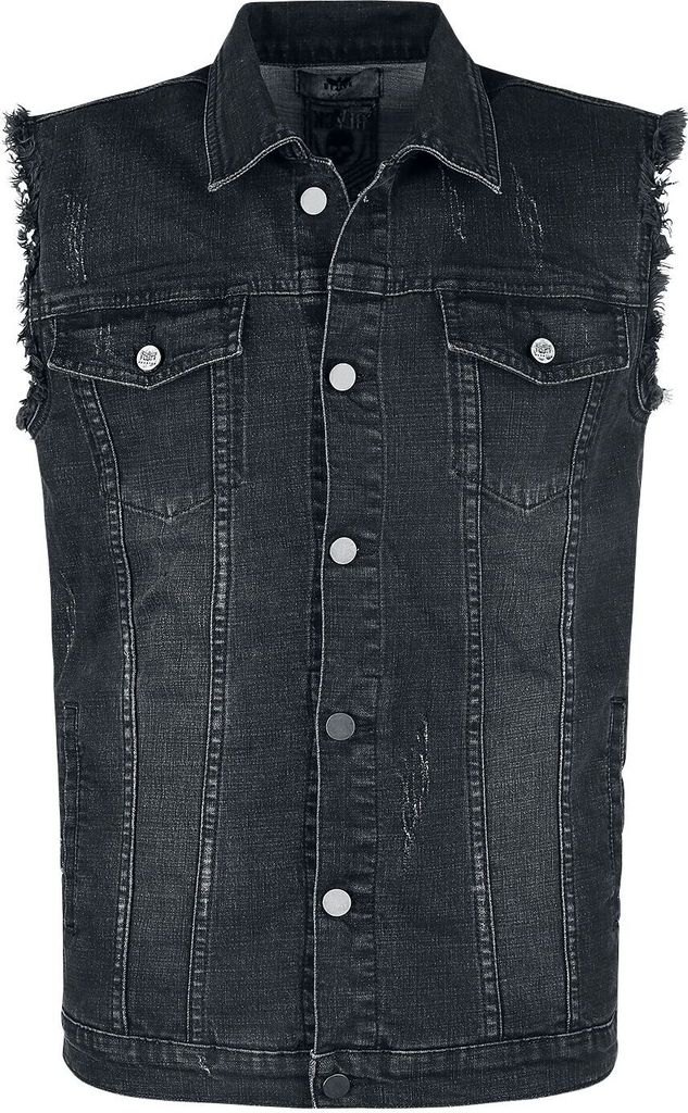 Black Premium by EMP Herren graue Jeans-Weste im Used-Look 7XL