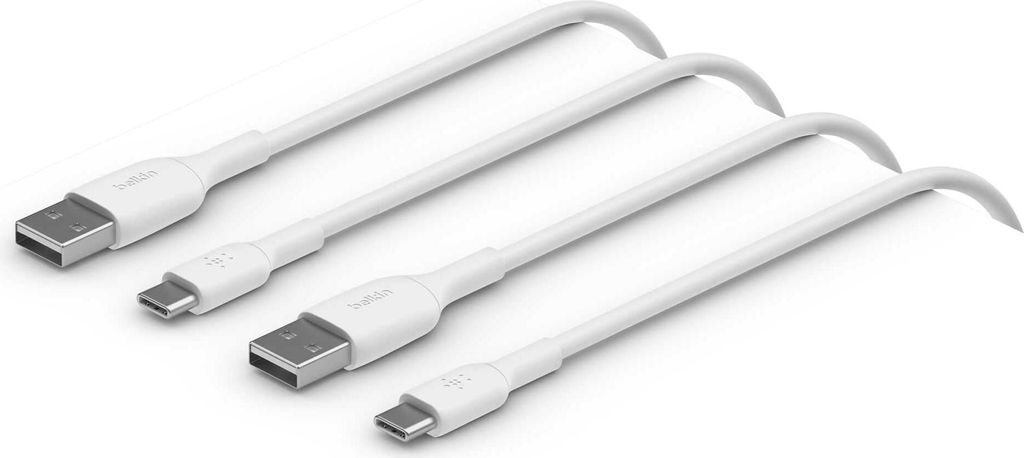 1x2 Belkin USB-C/USB-A PVC Kabel 1m, Doppelp.weiß CAB001bt1MWH2PK