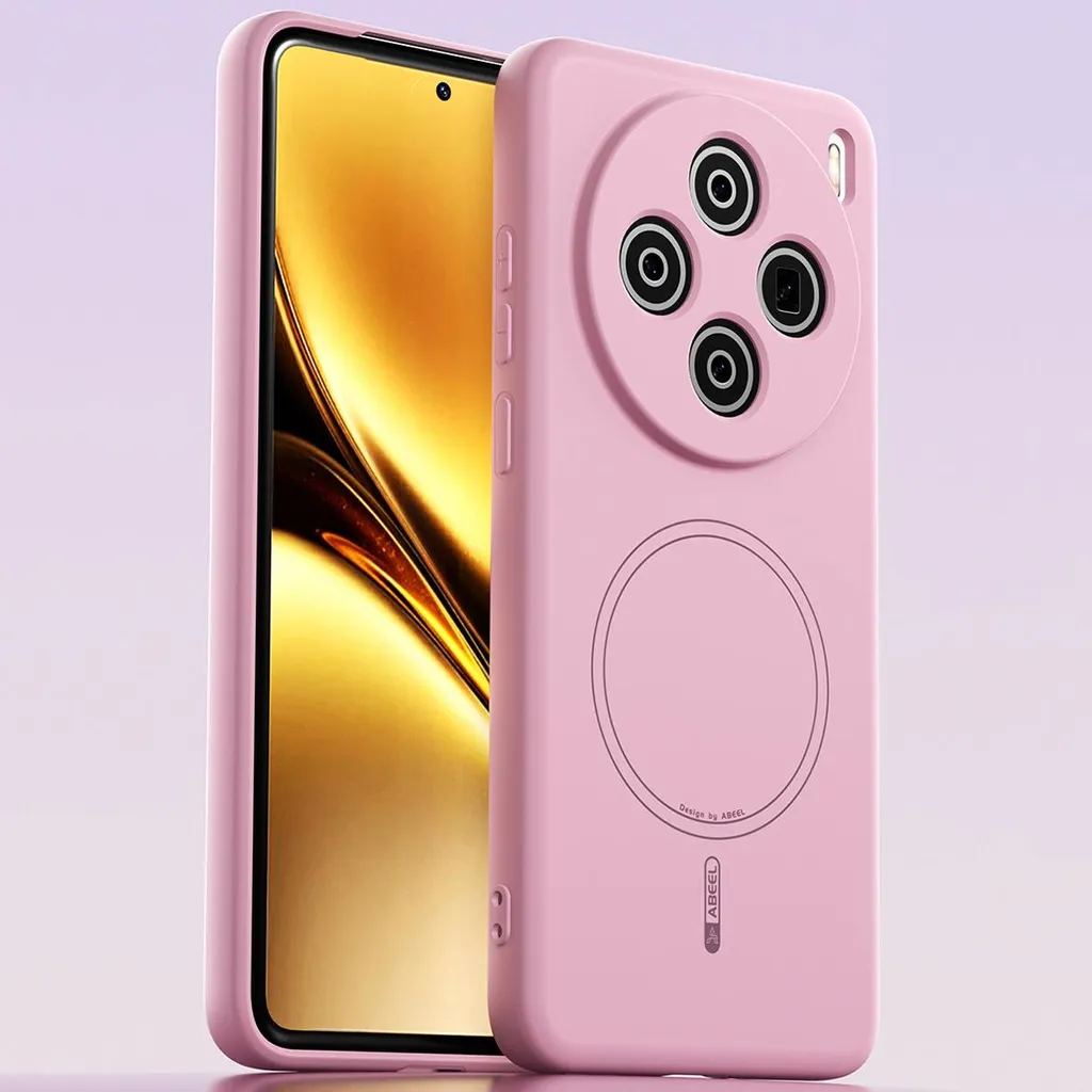 Custodia magnetica per Vivo X200, compatibile con MagSafe, in silicone liquido, antiurto e antigraffio Rosa