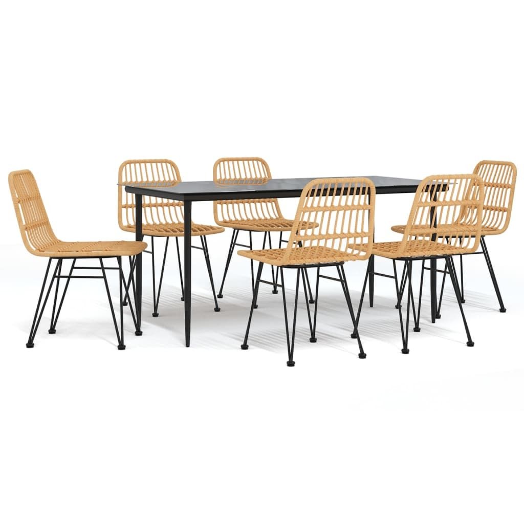 7-tlg. Garten-Essgruppe Poly Rattan