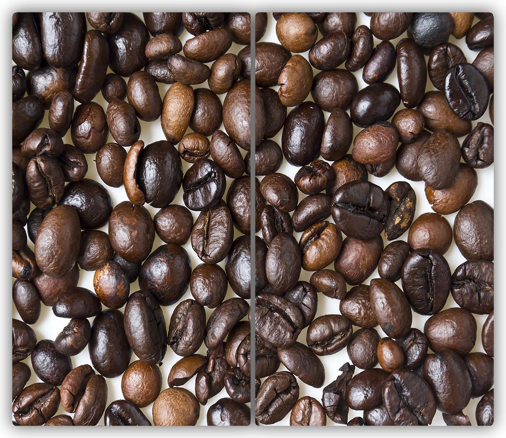 Tulup Glas-Herdabdeckplatte - 2x30x52cm - Glaskeramikkochfeld-Abdeckung Spritzschutz Zweiteilig Kaffeebohnen