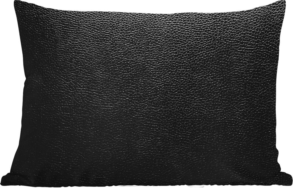 MuchoWow Outdoor Kissen - Leder - Strukturiert - Schwarz - 60x40 cm - Wetterfest - Lounge Kissen - Zierkissen - Kissen für Innenräume
