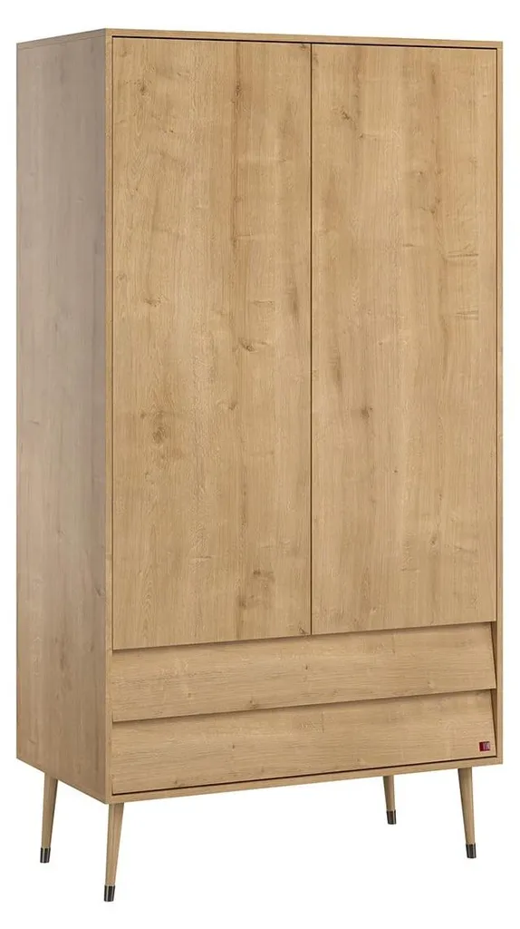 CALICOSY Armoire 2 Portes 2 Tiroirs L100 x H191 cm Bosque en Chêne