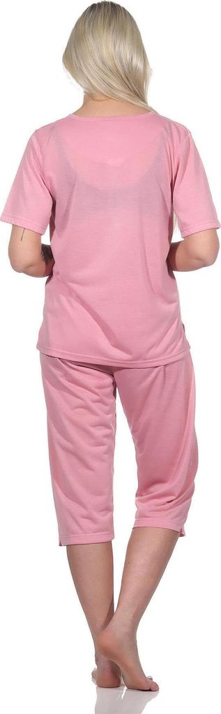 Damen Capri Pyjama mit kurzen Ärmeln; Altrosa/M/38