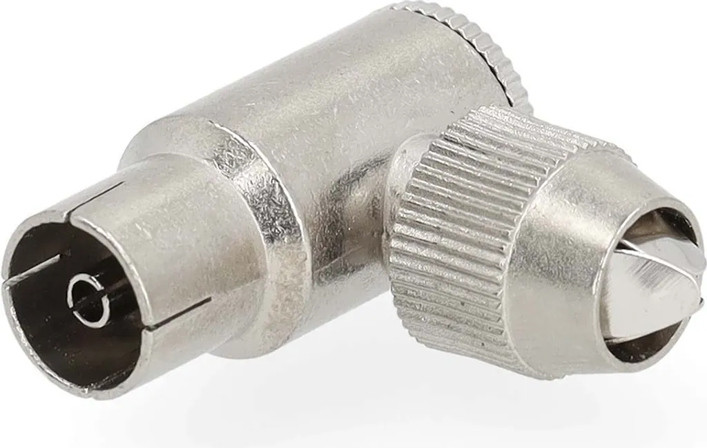 Connettore IEC (coassiale) | Angolari 90° | Femmina | Placcato nickel | 75 Ohm | A vite | Diametro ingresso cavo: 7.0 mm | Metallo | Argento | 2 pz. | Gift Box with Euro Lock