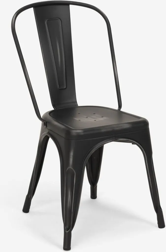 Chaise en Métal Noir Vintage Finition Steel Old Style Shabby Chic