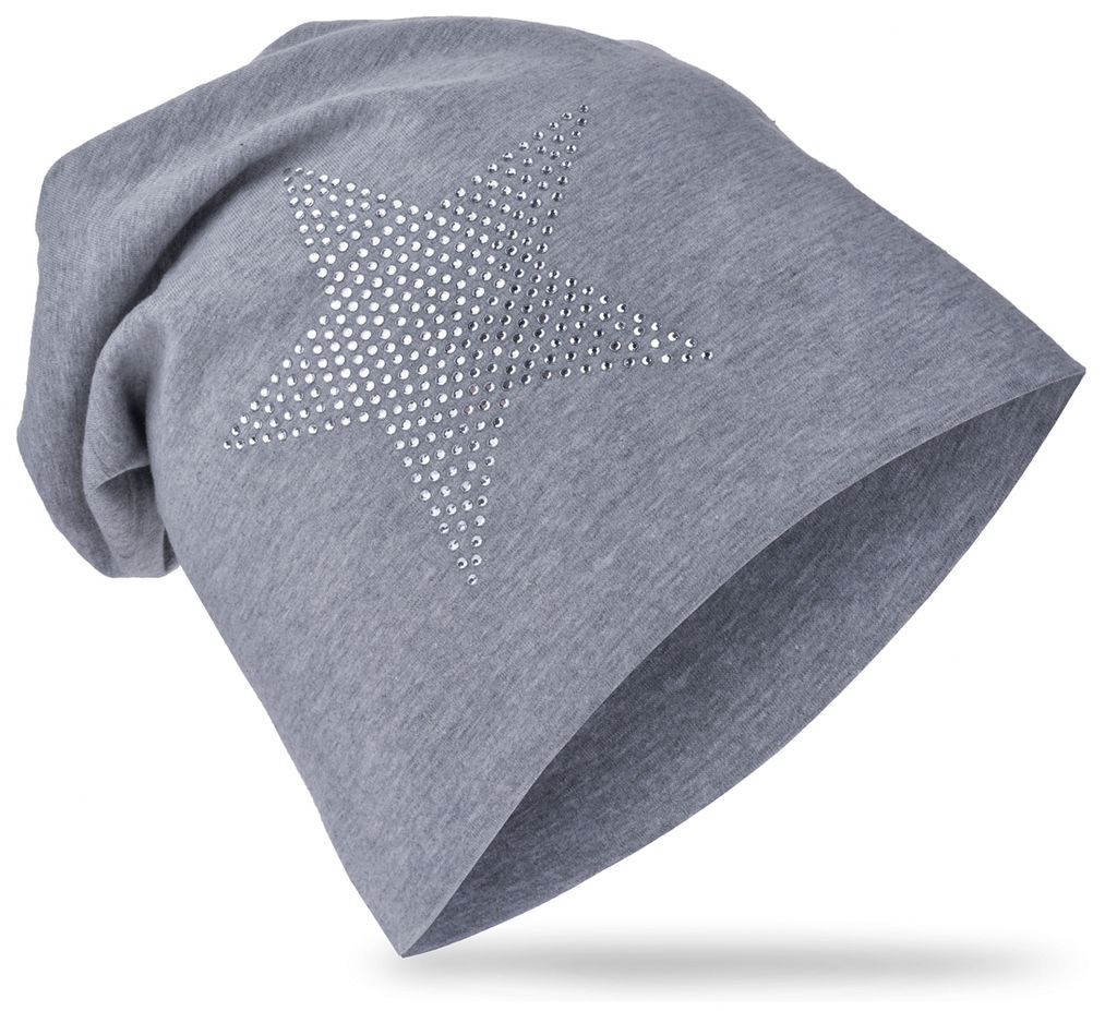 Kinder Beanie StrassStern Grau XL