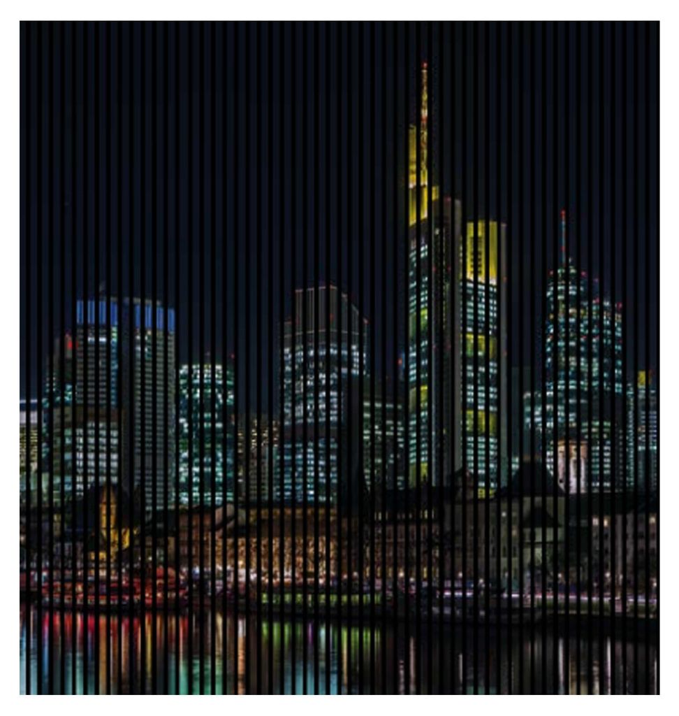 Akustikpaneele mit Digitaldruck Frankfurt01 19 x 2253 x 2400 mm Frankfurt Skyline Nacht MDF PET-Fasern Wandpaneele Schwarz 4 Einzelplatten