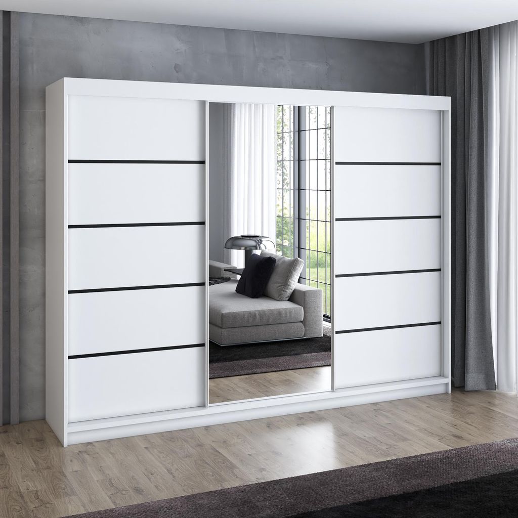 Schwebetürenschrank 200 cm, 3-türig, mit Spiegel & 4 Produktbild 
