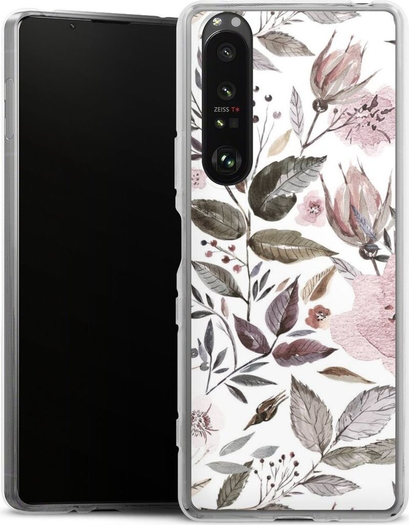 DeinDesign Handyhülle für Sony Xperia 1 III Silikon Hülle Case Smartphone Schutzhülle Blumen Pastell Wasserfarbe