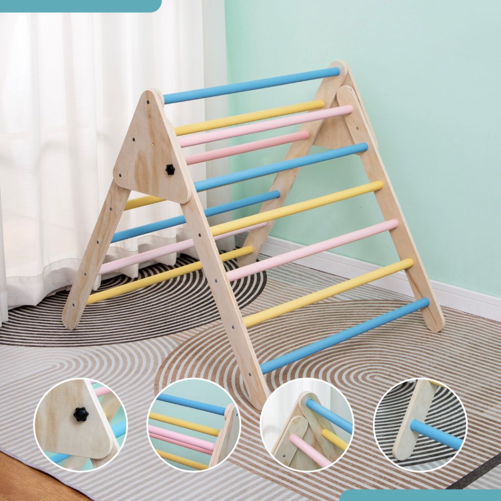 Buxibo Montessori Kletterbogen XXL - 124cm Holz Klettergerüst Mit Kissen