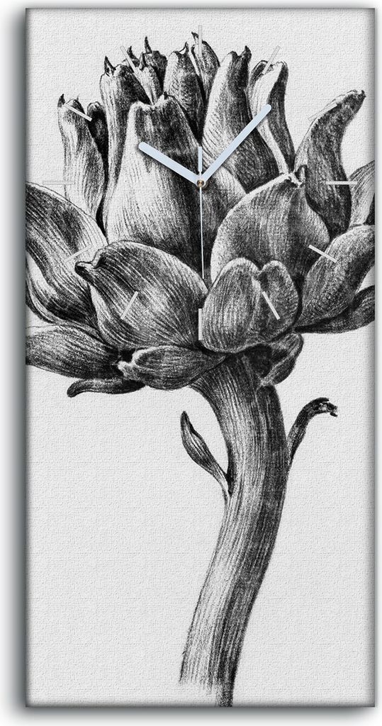 Dekor Leinwand Uhr Wandbilder Geräuschlos 30x60 Zeichnung Florale Blumen Kunst - weiße Hände