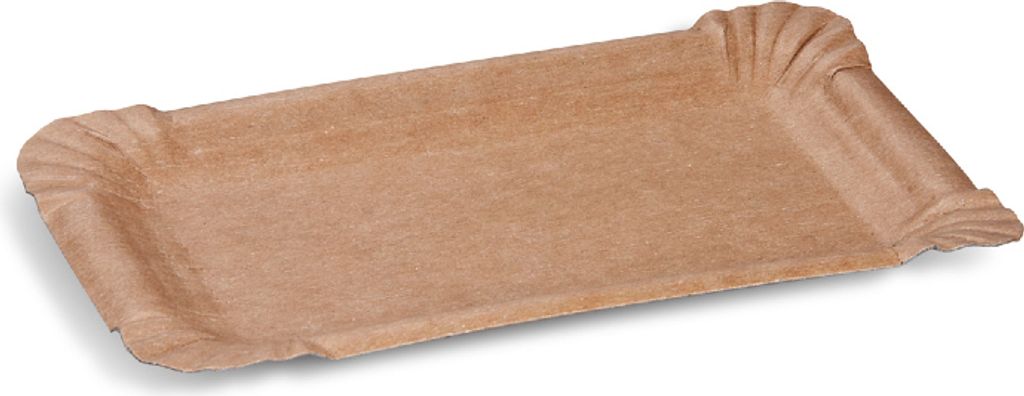 250 Pappteller eckig FF 10 x 16 cm braun mit Fettbarriere – Imbissteller