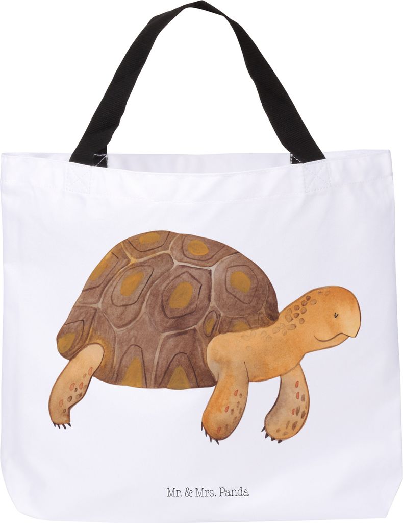 Mr. & Mrs. Panda Tote Bag Schildkröte Marschieren - Weiß - Geschenk, Abenteuer, Schildkröten, Motivation, Strandtasche, Tasche, Meerestiere, Sch...