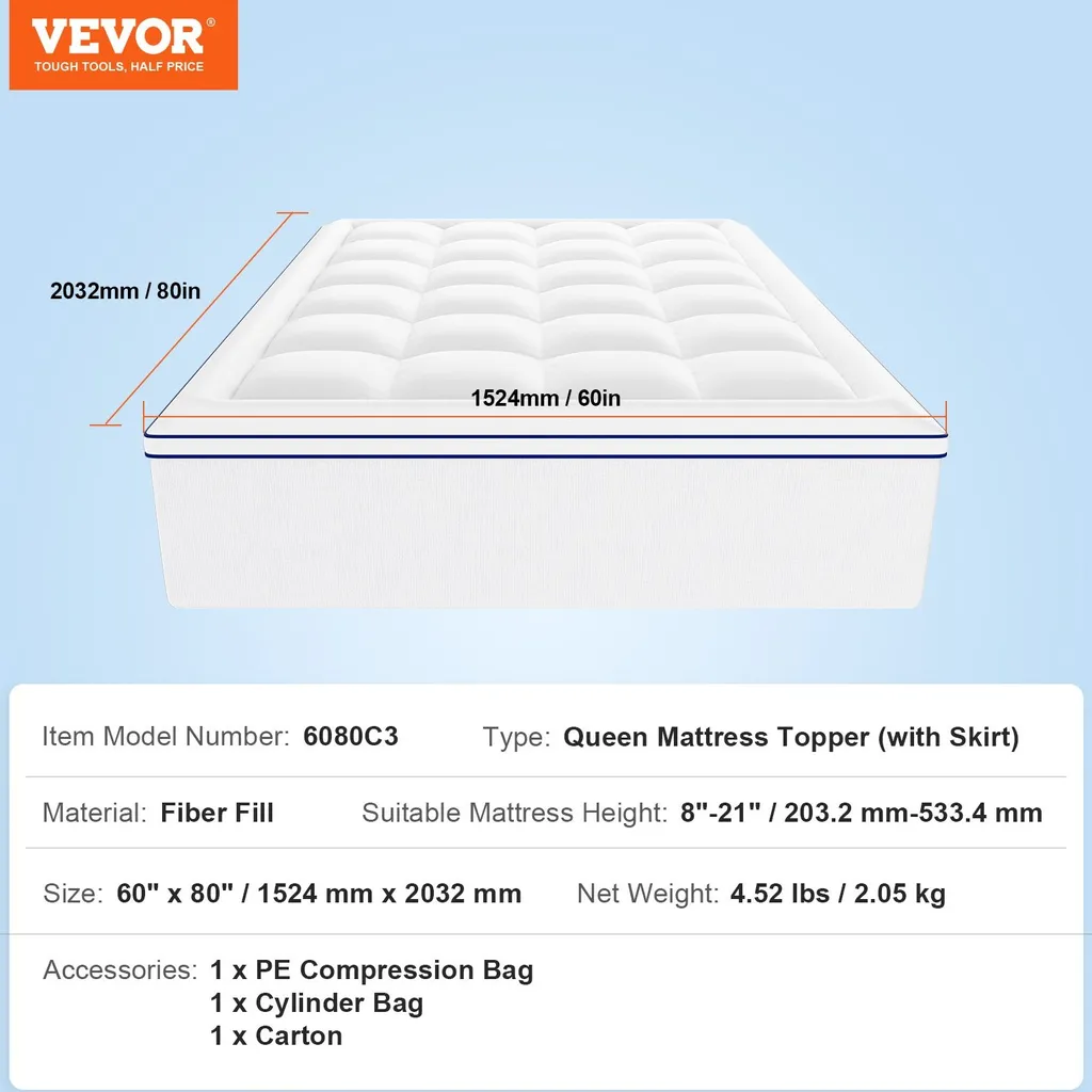 Protège-matelas 25,4mm : Solution Contre Matelas Dur - Lavable et Confortable - 7