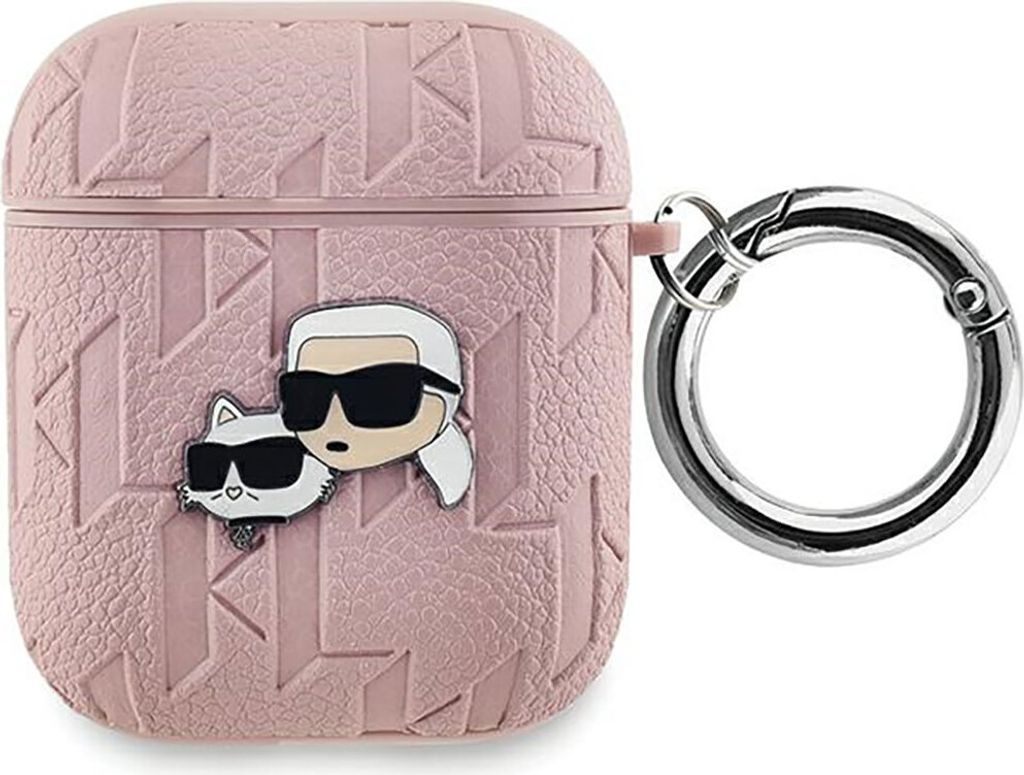 Karl Lagerfeld KLA2PGKCPP AirPods 1/2 cover pink Monogram Karl & Choupette Head Schutzhülle