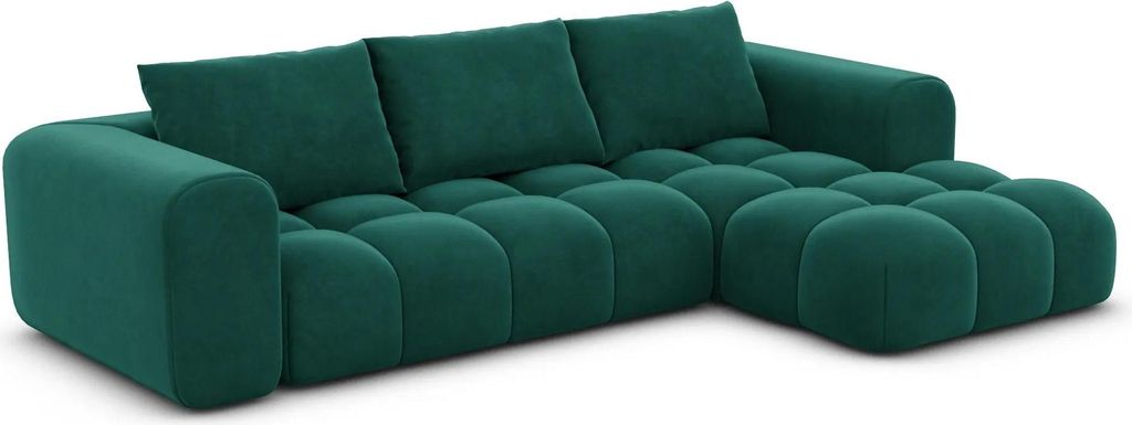 Samtstoff L-Form Sofa Lavera Smaragdgrün Rechts