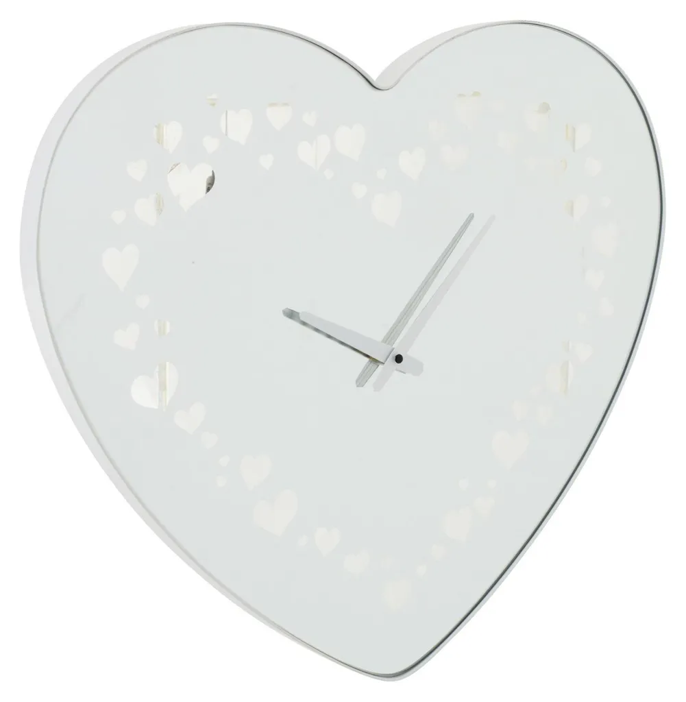 Horloge murale J-Line Cœur en verre blanc 45cm : Élégance et design