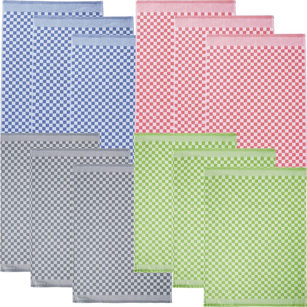 Erwin Müller Geschirrtuch 12er-Pack grün/grau/rot/blau 45x70 cm