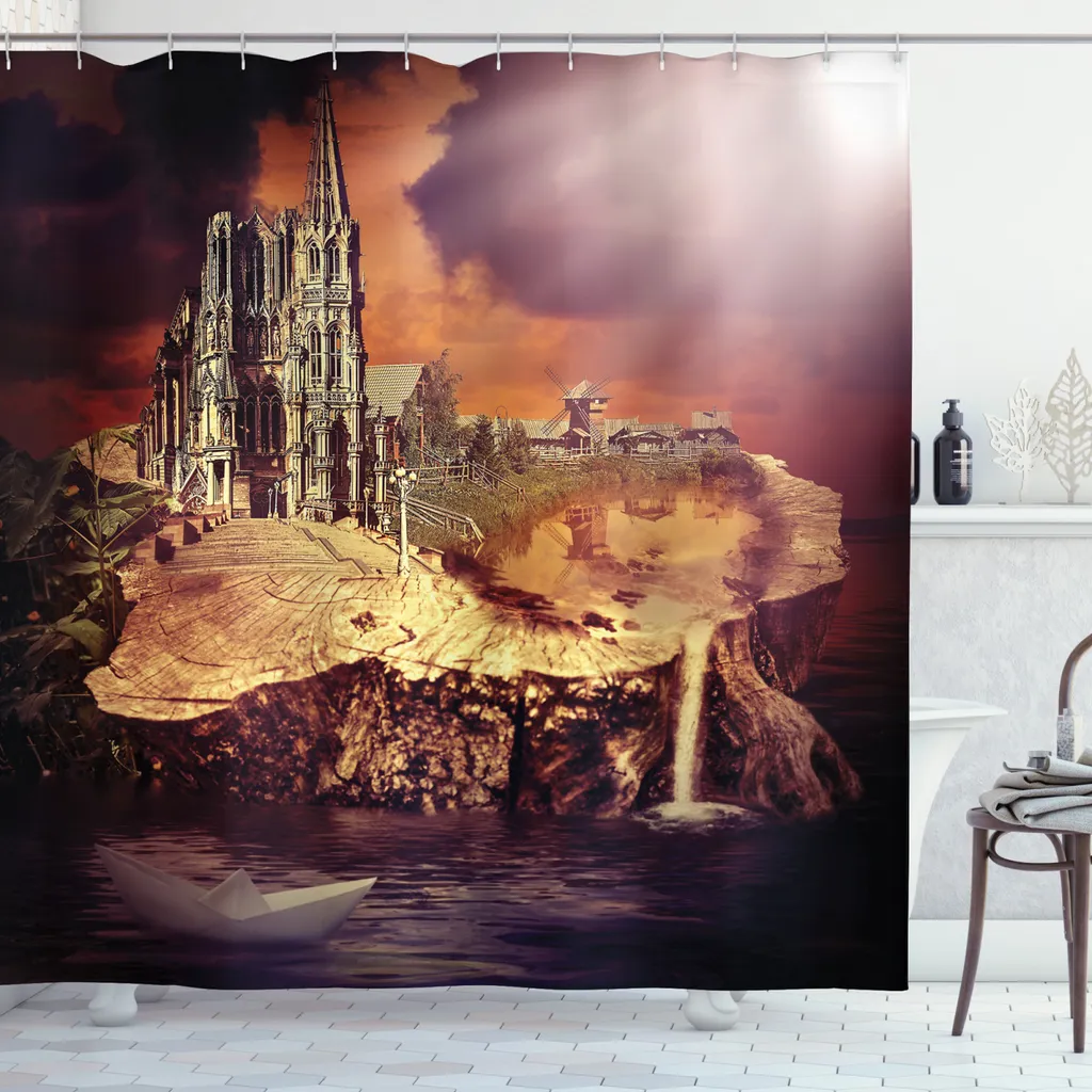 Tenda Doccia Gotica ABAKUHAUS 175x200 - Fantasy Castle Crema Lilla